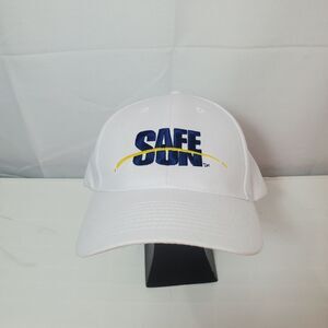 Safe Sun Hat Cap Strapback‎ White One Size Cotton Embroidered Beach Nissin Logo